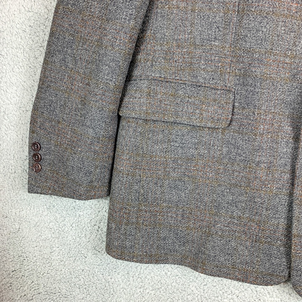 Wall Street Blazer Mens 42 Gray Plaid Tweed Shetland Lambswool Scotland Jacket - Picture 5 of 14